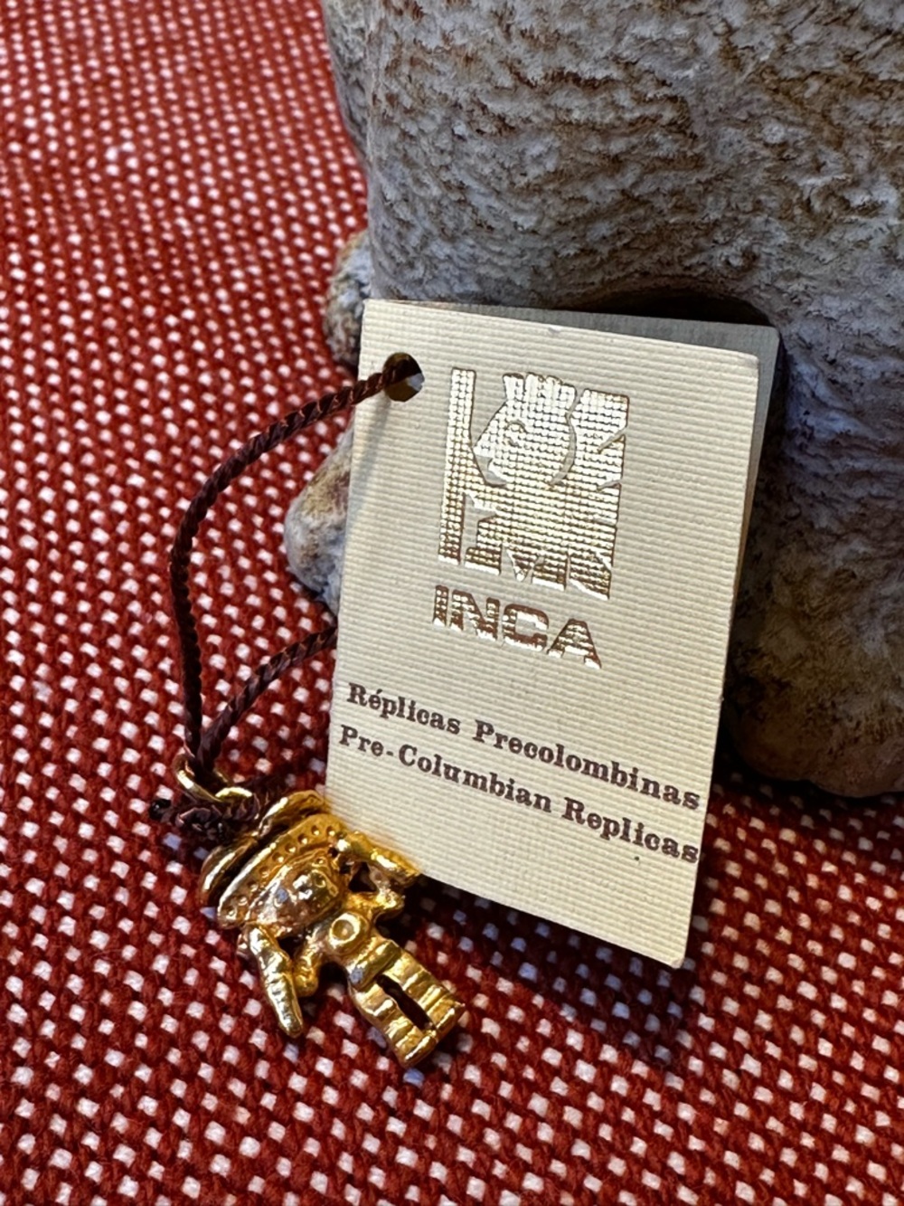 INCA Gold Tone Pre-Columbian Replica Necklace Pendant